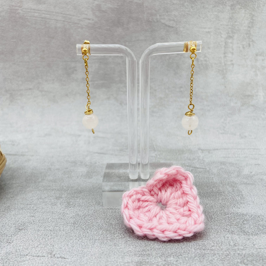 PERLES - Boucles d'oreilles en Quartz Rose