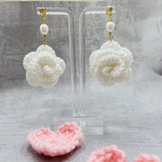 ROSES - Boucles d'oreilles Fait Main en Crochet