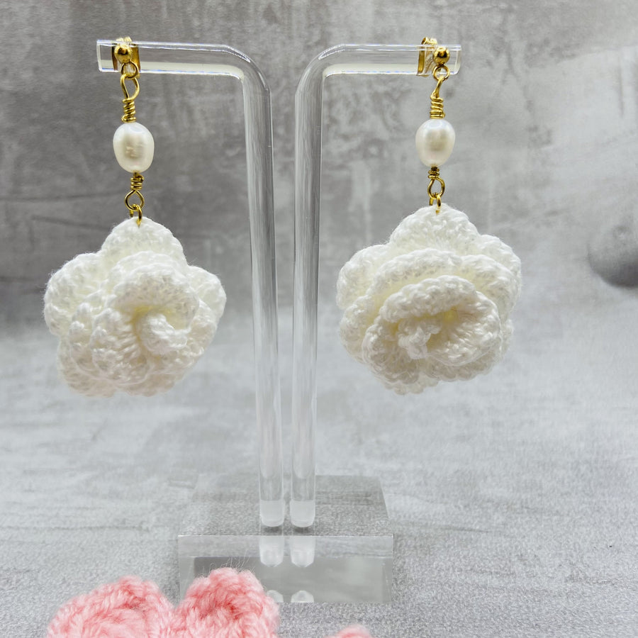 ROSES - Boucles d'oreilles Fait Main en Crochet