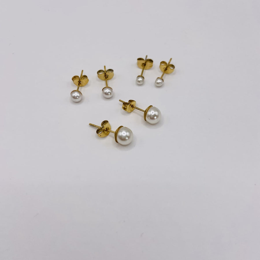 LOT PERLES - Boucles d'oreilles en acier inoxydable