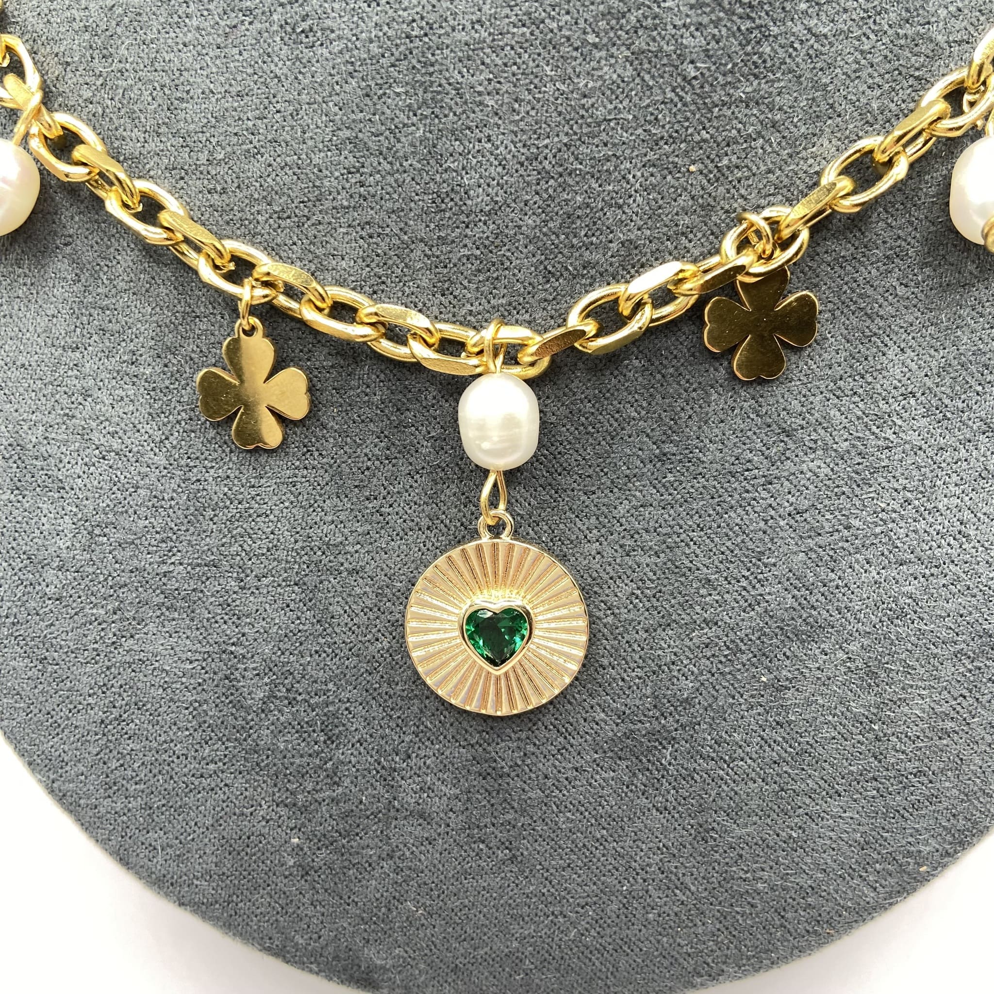 Collier Charmes Multicolore en Acier Inoxydable Doré à l'Or Fin