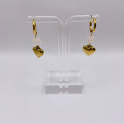 Boucles d’oreilles cœurs dorés – Acier inoxydable & quartz rose