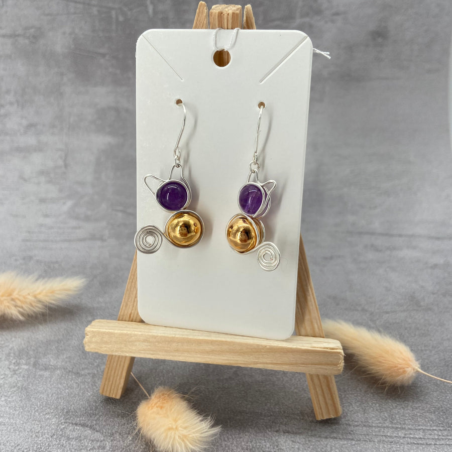 CHATONS - Boucles d'oreilles en Améthyste