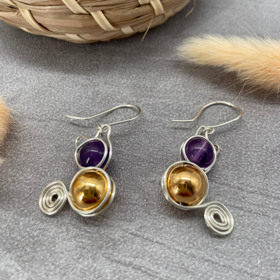 CHATONS - Boucles d'oreilles en Améthyste