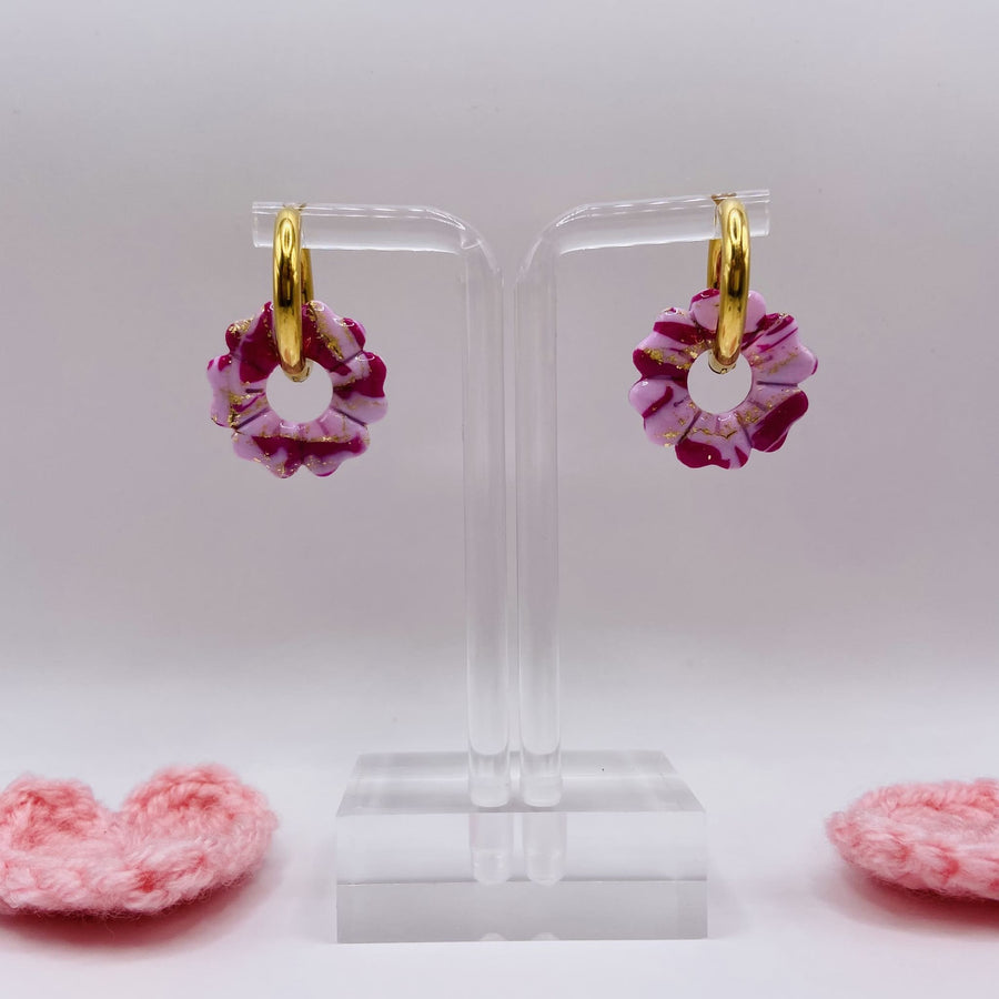 Pampilles FLEURS en pâte polymère et résine – Bijoux uniques à associer à nos créoles