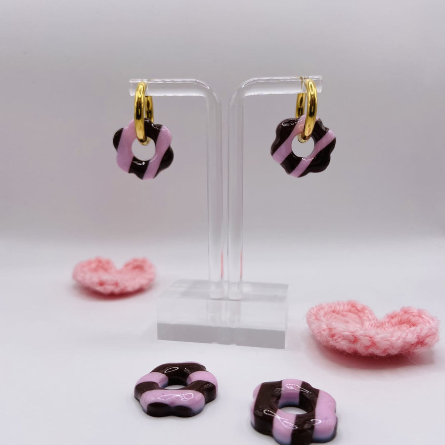 Pampilles DONUT en pâte polymère et résine – Bijoux uniques à associer à nos créoles